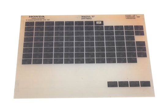 New OEM Honda 14MN0HEB 1987 Magna VF700C Parts List Microfiche Rev:2/1987 NOS
