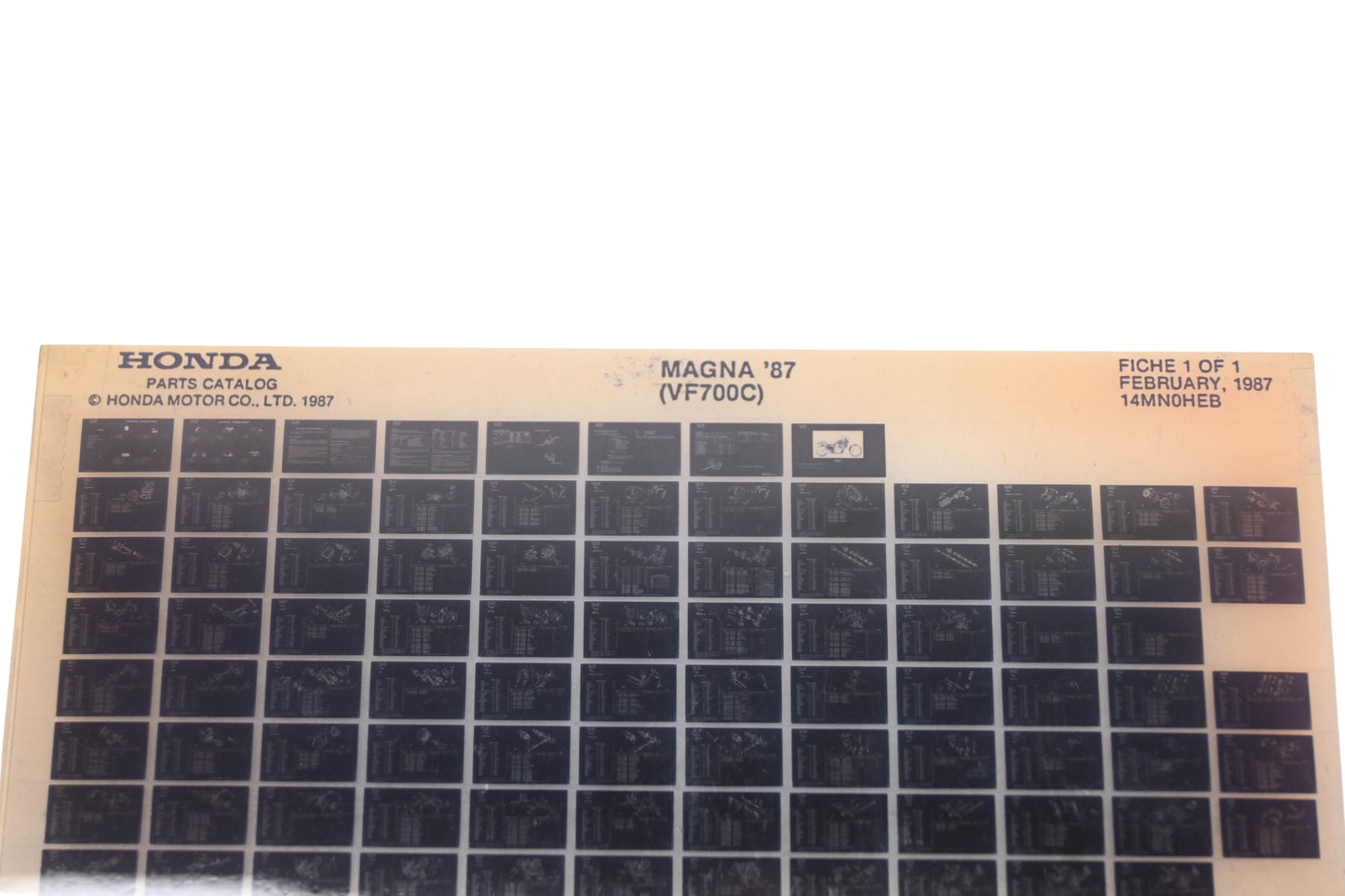 New OEM Honda 14MN0HEB 1987 Magna VF700C Parts List Microfiche Rev:2/1987 NOS