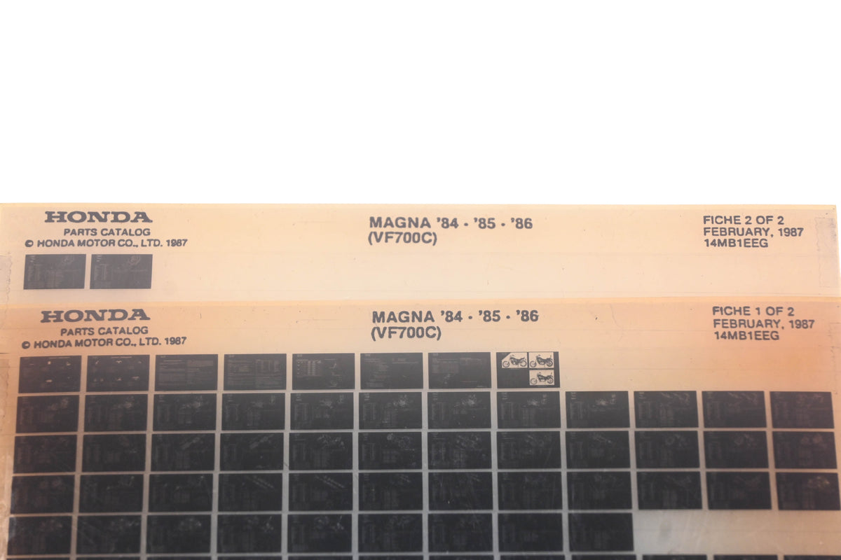 New OEM Honda 14MB1EEG 1984-86 Magna VF700C Parts List Microfiches Rev:2/1987 NOS