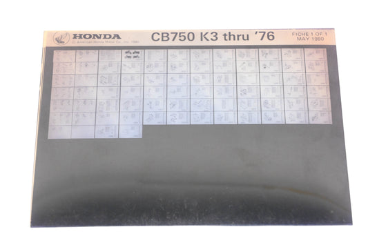New OEM Honda WE050-200 1976 CB750 K3 Parts List Microfiche Rev:5/1980 NOS