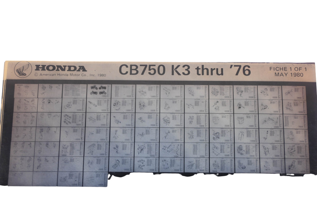 New OEM Honda WE050-200 1976 CB750 K3 Parts List Microfiche Rev:5/1980 NOS