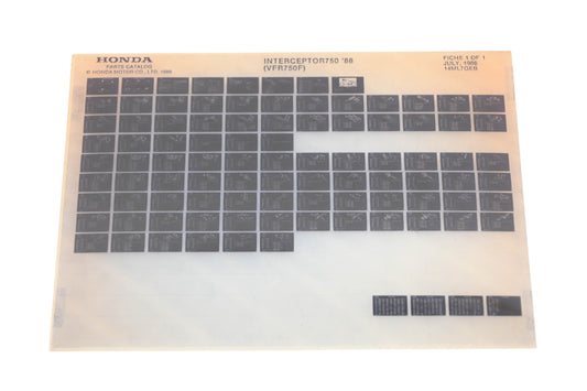 New OEM Honda 14ML7GEB 1986 Interceptor 750 VFR750F Parts List Microfiche Rev:7/1986 NOS
