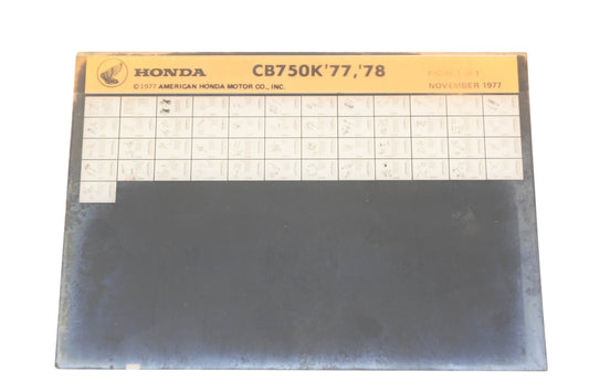 New OEM Honda WE050-203 1977-78 CB750K Parts List Microfiche Rev:11/1977 NOS