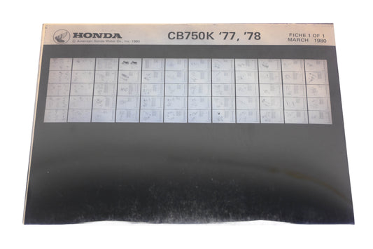 New OEM Honda WE050-204 1977-78 CB750K Parts List Microfiche Rev:3/1980 NOS