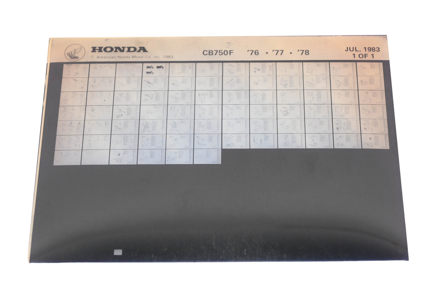 New OEM Honda XM005-139 1976-78 CB750F Parts List Microfiche Rev:7/1983 NOS