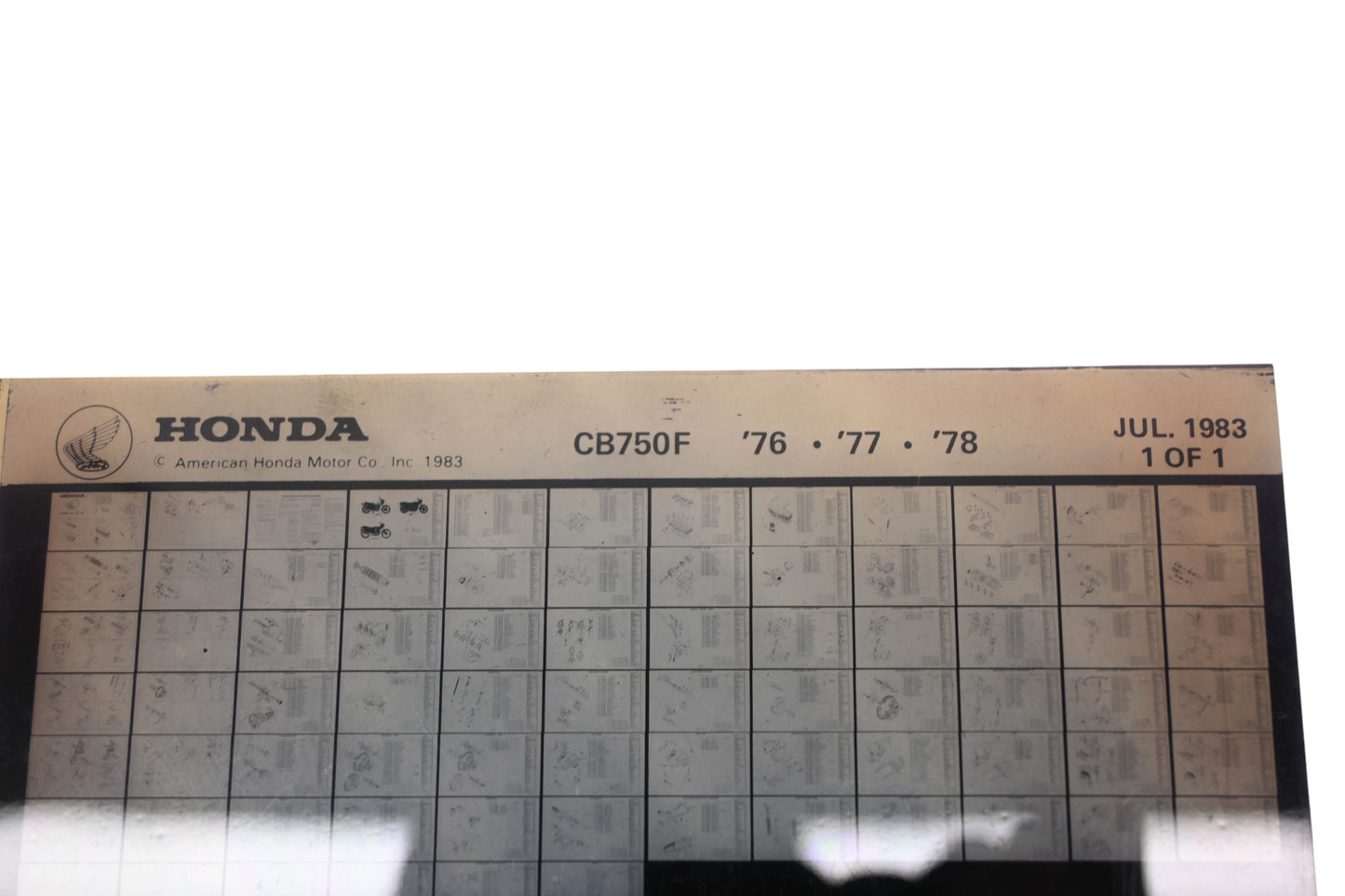 New OEM Honda XM005-139 1976-78 CB750F Parts List Microfiche Rev:7/1983 NOS