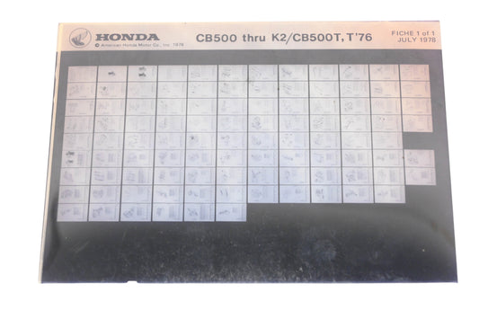 New OEM Honda XM005-147 1976 CB500 - K2 CB500T,T'76 Parts List Microfiche Rev:7/1978 NOS