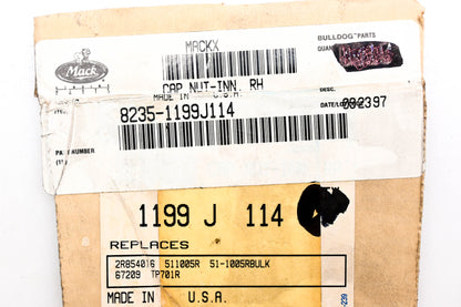 Mack 8235-1199J114, 1199 J 114 Rockwell Inner Righthand Cap Nut NOS