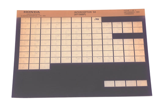 New OEM Honda 14MB6EED 1984 Interceptor VF1000F Parts List Microfiche Rev:12/1985 NOS