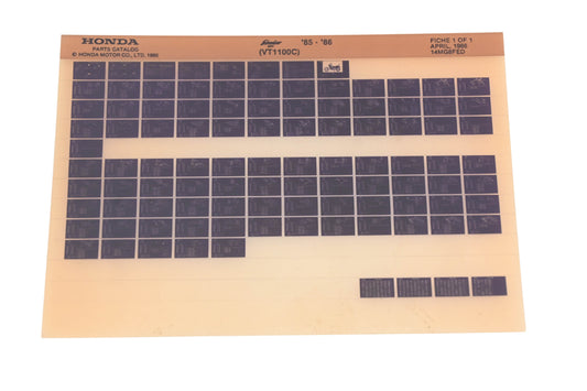 New OEM Honda 14MG8FED 1985-86 Shadow VT1100C Parts List Microfiche Rev:4/1986 NOS
