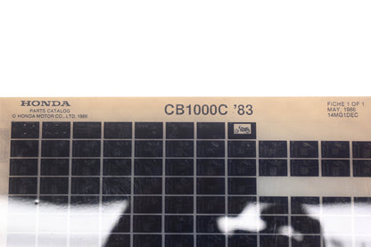 New OEM Honda 14MG1DEC 1983 CB1000C Parts List Microfiche Rev:5/1986 NOS