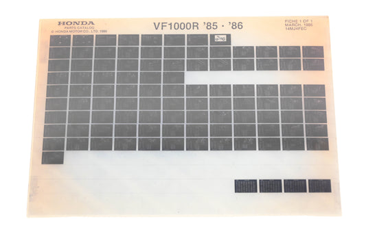 New OEM Honda 14MJ4FEC 1985-86 VF1000R Parts List Microfiche Rev:3/1986 NOS