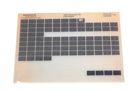 New OEM Honda 14MM5HEA 1987 1000 Hurricane CBR1000F Parts List Microfiche Rev:12/1986 NOS