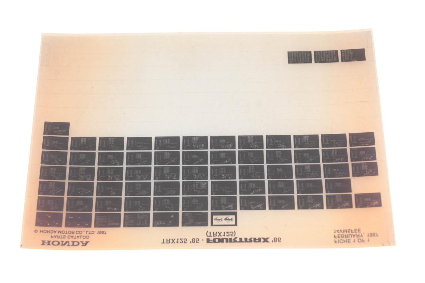 OEM Honda 14VM6FEE 1985 TRX125 1986 Fourtrax TX125 Parts List Microfiche Rev:2/1987