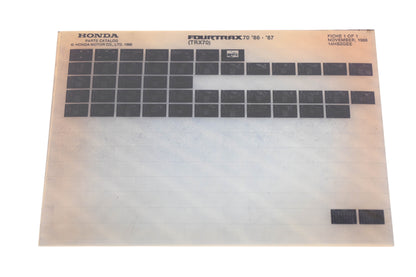 OEM Honda 14HB2GEE 1986-87 Fourtrax70 TRX70 Parts List Microfiche Rev:11/1986