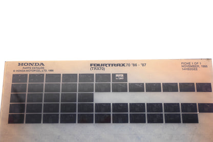 OEM Honda 14HB2GEE 1986-87 Fourtrax70 TRX70 Parts List Microfiche Rev:11/1986
