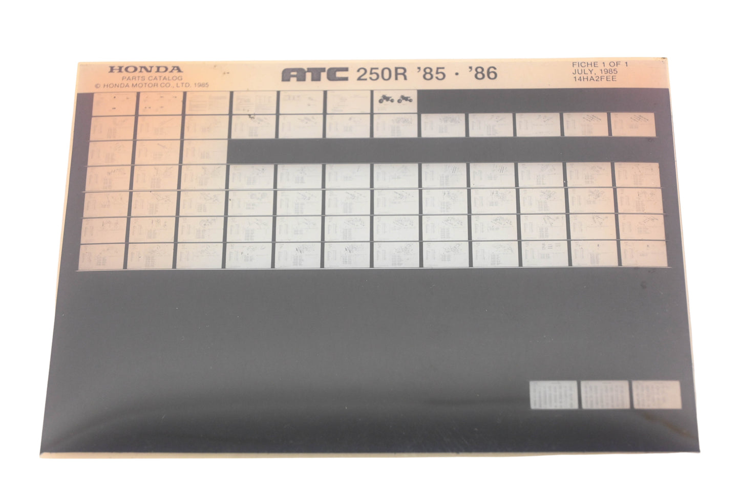 OEM Honda 14HA2FEE 1985-86 ATC250R Parts List Microfiche Rev:7/1985