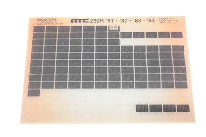 OEM Honda 14961BEF 1981-84 ATC250R Parts List Microfiche Rev:2/1987