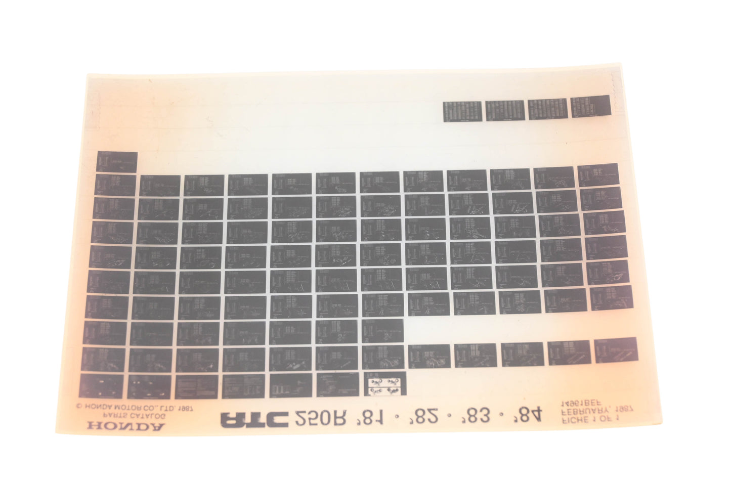 OEM Honda 14961BEF 1981-84 ATC250R Parts List Microfiche Rev:2/1987