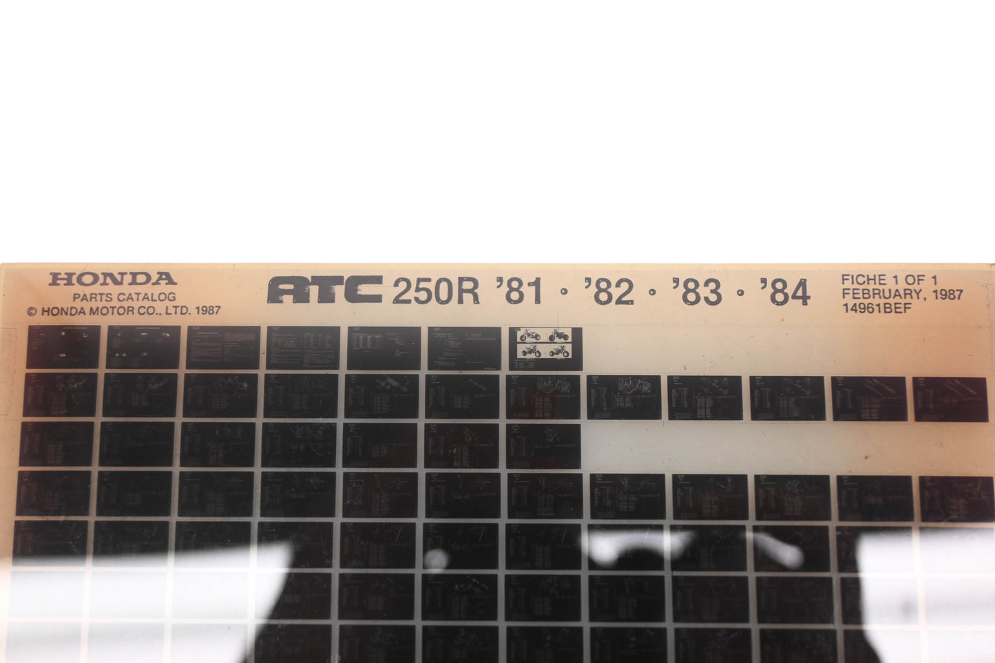 OEM Honda 14961BEF 1981-84 ATC250R Parts List Microfiche Rev:2/1987