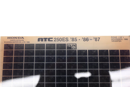 OEM Honda 14HA0FEH 1985-87 ATC250ES Part List Microfiche Rev:11/1986