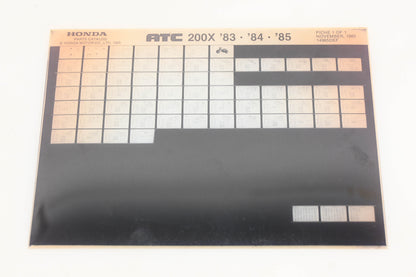 OEM Honda 14965DEF 1983-85 ATC200X Parts List Microfiche Rev:11/1985