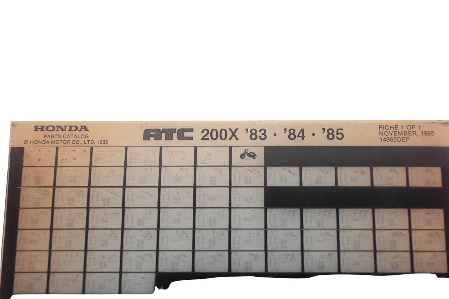 OEM Honda 14965DEF 1983-85 ATC200X Parts List Microfiche Rev:11/1985