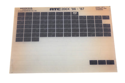 OEM Honda 14HB5GED 1986-87 ATC200X Parts List Microfiche Rev:10/1986