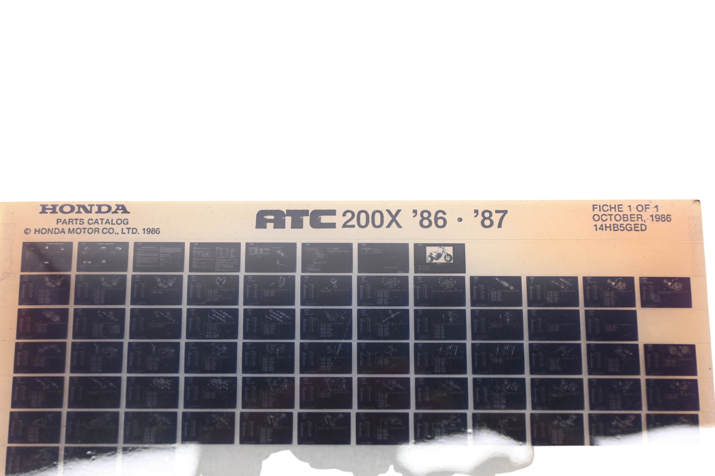 OEM Honda 14HB5GED 1986-87 ATC200X Parts List Microfiche Rev:10/1986