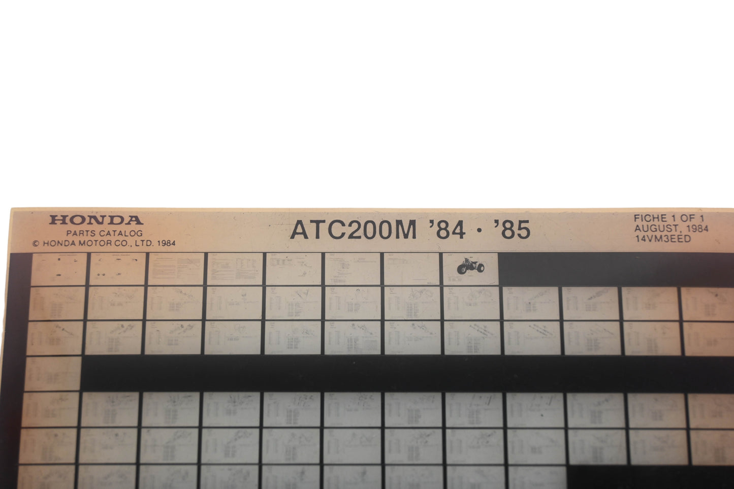 OEM Honda 14VM3EED 1984-85 ATC200M Parts List Microfiche Rev:8/1984