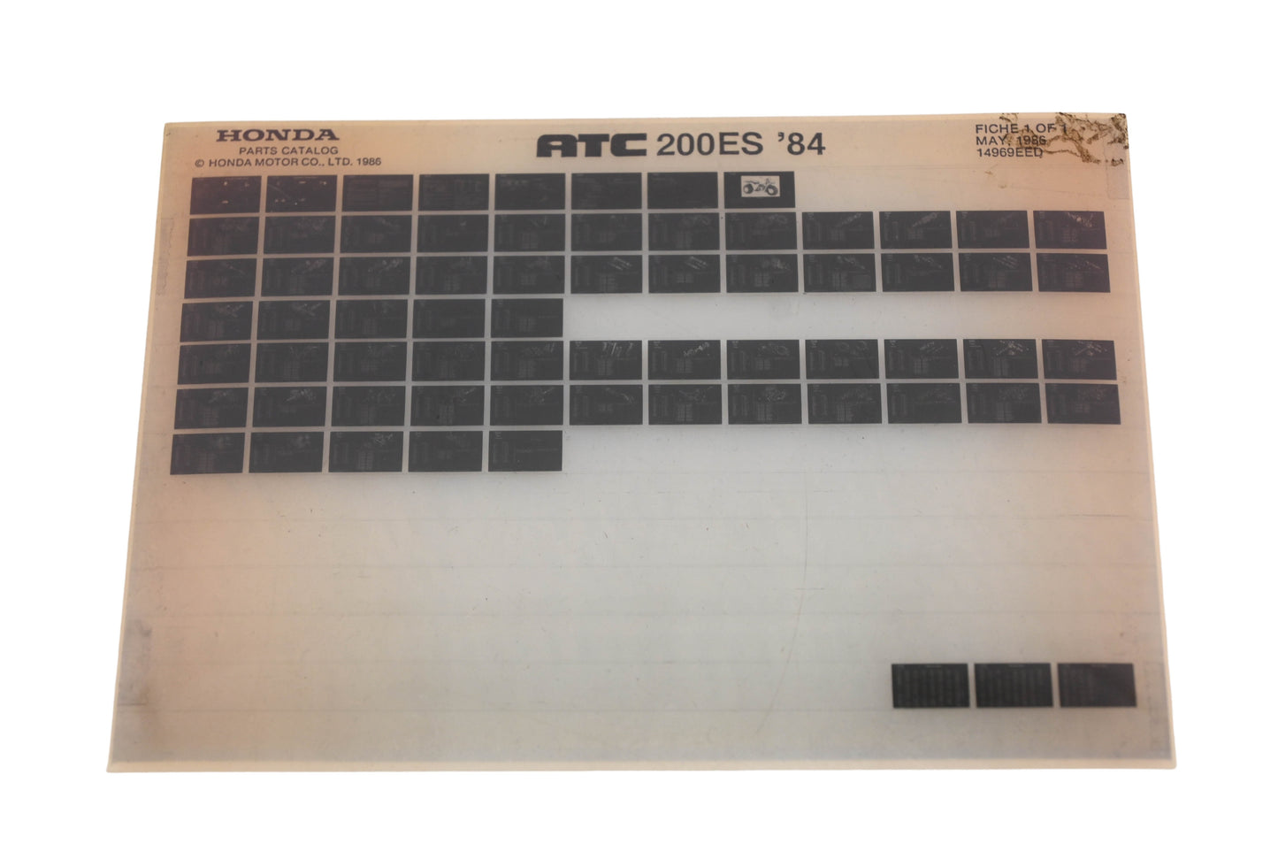 OEM Honda 14969EED 1984ATC200ES parts List Microfiche Rev:5/1985