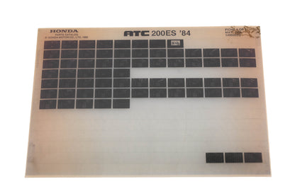 OEM Honda 14969EED 1984ATC200ES parts List Microfiche Rev:5/1985