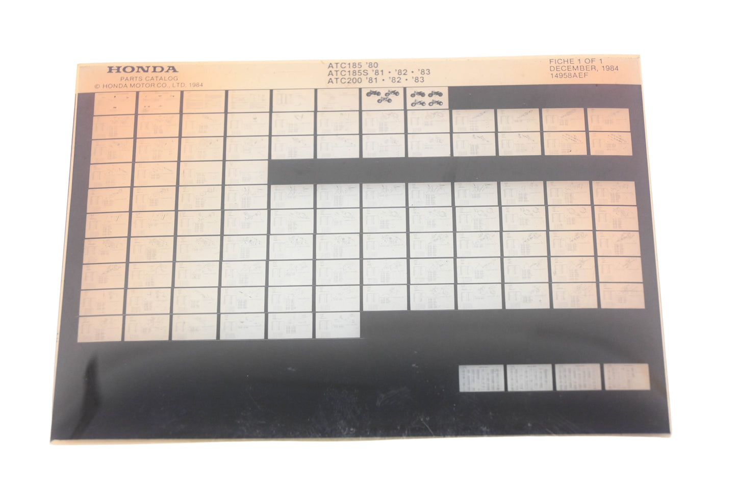 OEM Honda 14958AEF 1980 ATC185 1981-83 ATC185S/ATC200 Parts List Microfiche Rev:12/1984