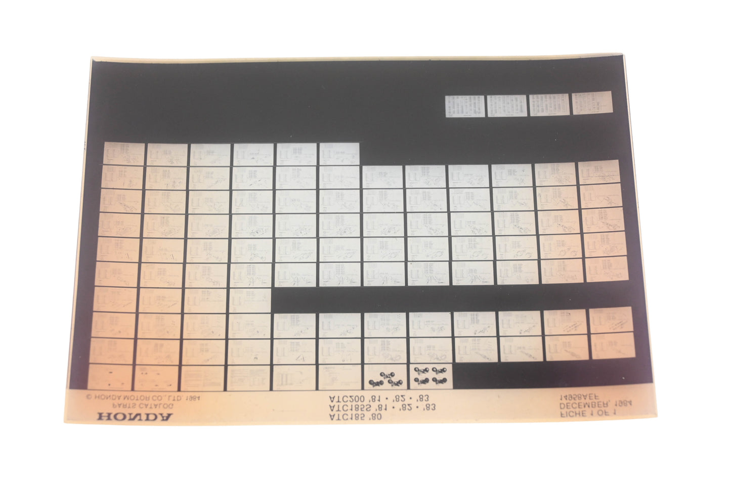 OEM Honda 14958AEF 1980 ATC185 1981-83 ATC185S/ATC200 Parts List Microfiche Rev:12/1984