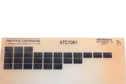 OEM Honda 139371 ATC70K1 Parts List Microfiche Rev:9/1986