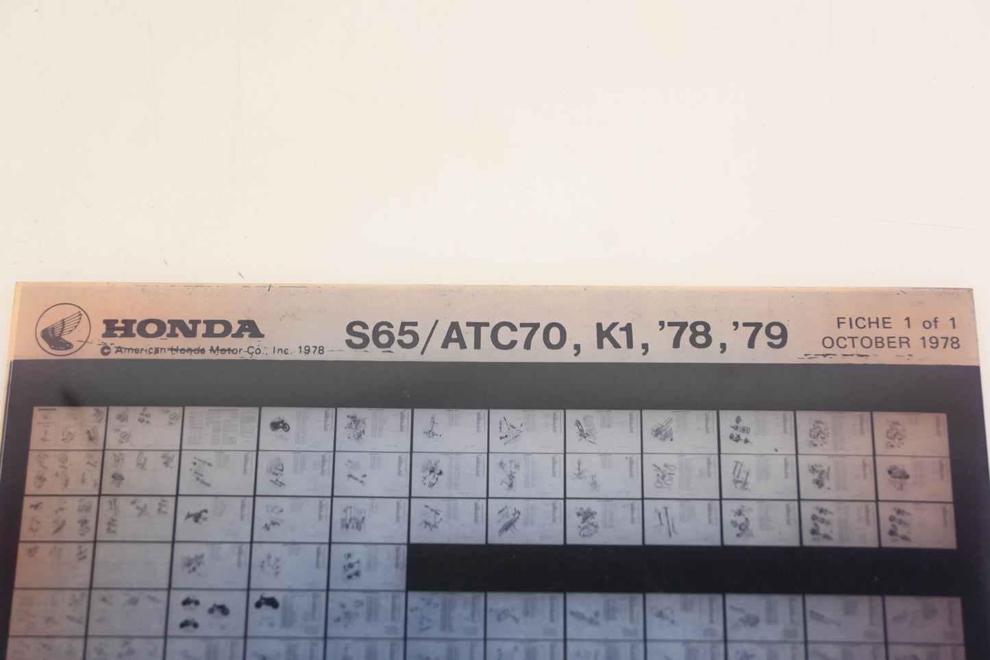 OEM Honda XM005-174 1978-79 S65/ATC70 K1 Parts List Microfiche Rev:10/1978