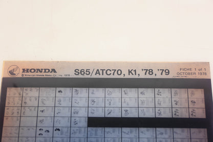 OEM Honda XM005-174 1978-79 S65/ATC70 K1 Parts List Microfiche Rev:10/1978