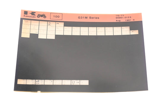 OEM Kawasaki 99961-0125 1970-71 G31M Parts List Microfiche Rev:8/1981