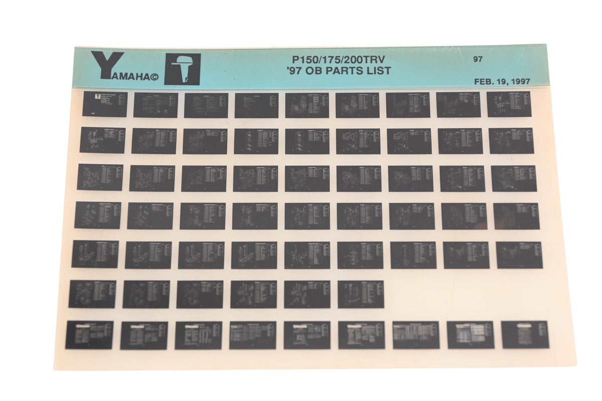OEM Yamaha XM005-180 1997 P150/175/200TRV Outboard Parts List Microfiche Rev:2/19/1997