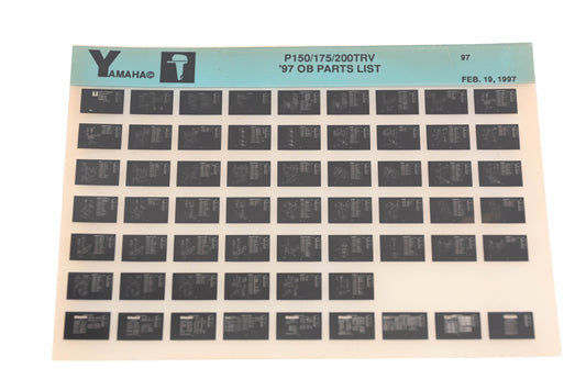 OEM Yamaha XM005-180 1997 P150/175/200TRV Outboard Parts List Microfiche Rev:2/19/1997