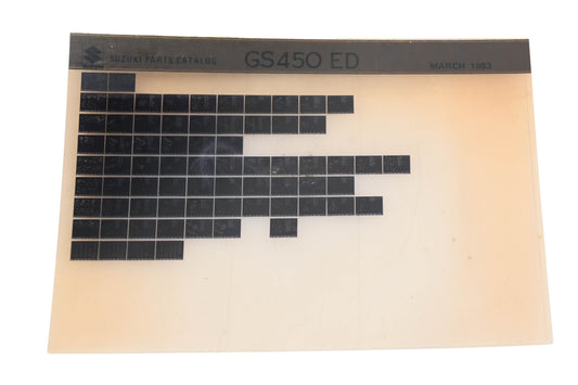 OEM Suzuki XM005-182 GS450ED Parts List Microfiche Rev:3/1983
