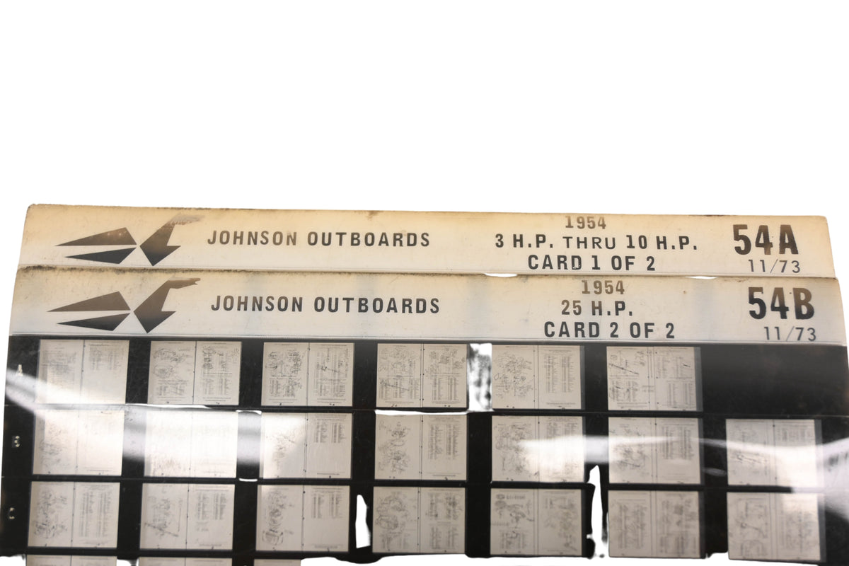 Johnson Outboard 54A, 54B 1954 3HP - 25HP Parts List Microfiches Rev:11/1973