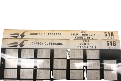 Johnson Outboard 54A, 54B 1954 3HP - 25HP Parts List Microfiches Rev:11/1973