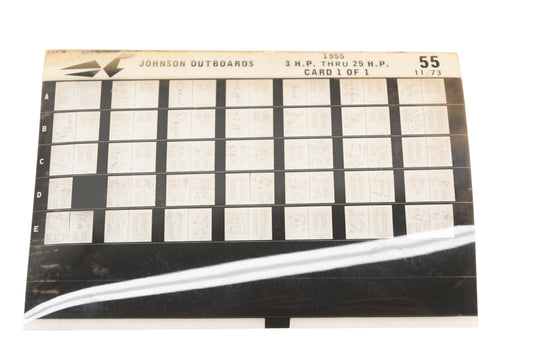 Johnson Outboard 55 1955 3hp - 25hp Parts List Microfiche Rev:11/1973