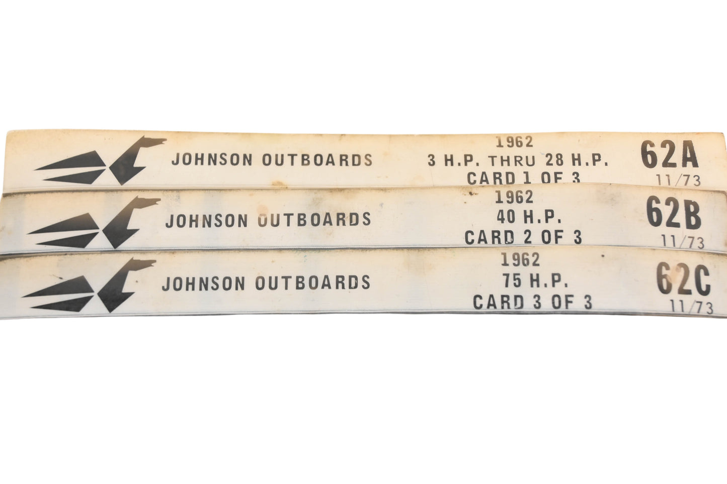 Johnson Outboard 62A, 62B, 62C 1962 3hp - 75hp Parts List Microfiches Rev:11/73