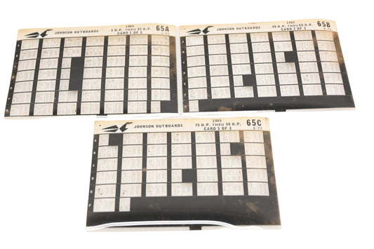 Johnson Outboard 65A, 65B, 65C 1965 3hp -75hp Parts List Microfiches Rev:8/1973