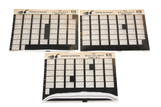 Johnson Outboard 67A, 67B, 67C 1967 3hp - 100hp Parts List Microfiches Rev:8/1973
