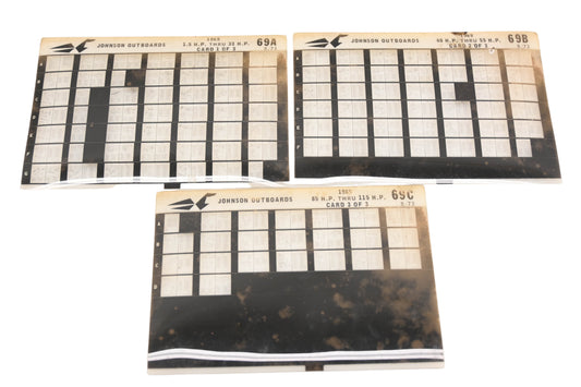 Johnson Outboard 69A, 69B, 69C 1969 1.5hp - 115hp Parts List Microfiches Rev:8/1973