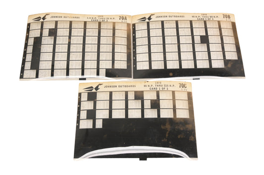 Johnson Outboard 70A, 70B, 70C 1970 1.5hp 115hp Parts List Microfiches Rev:3/1974