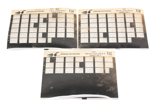 Johnson Outboard 71A, 71B, 71C 1971 2hp -125hp Parts List Microfiches Rev:8/1973